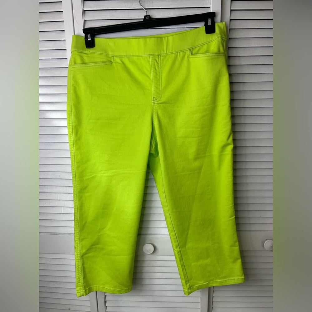 Intro Love The Fit Bright Lime Green Stretch Pants Size 16
